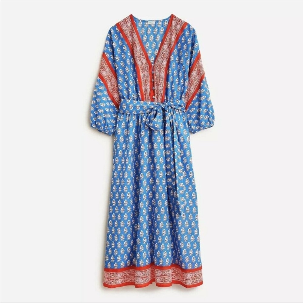 J. Crew V Neck Coverup Block Print Size XS